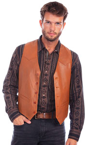 Scully Lambskin Button Front Western Vest - Ranch Tan - Men's Leather Western Vests and Jackets | Spur Western Wear