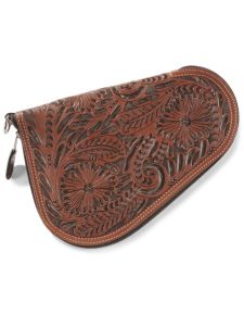 3D Floral Tooled Genuine Leather Pistol Case - Mahogany - Western Leather Accessories | Spur Western Wear