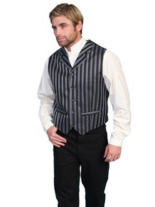 Scully Pinstriped Vest – Black And White - Men's Old West Vests and Jackets | Spur Western Wear