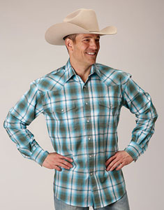 This Roper Plaid Men's Long Sleeve Western  Shirt In Tall Sizes Features A  Ombre Plaid Yarn Dyed Fabric with a Spread Collar. One Point Front And a Keystone Back Yoke. Snap Front. Two Flap Snap Pockets.   Snap Cuffs.  Regular sizes available-05-01-01-778-5014GR