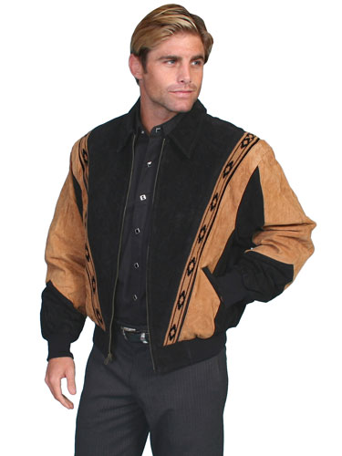Scully Suede Leather Rodeo Jacket – Cafe Brown with Black