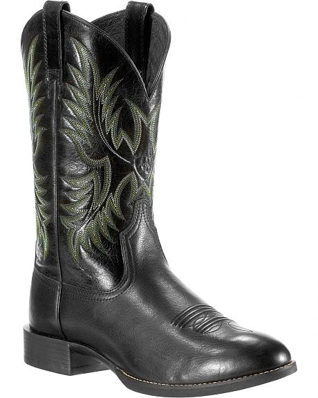 Ariat® Heritage Stockman Western Boot - Black Deertan/Shiny Black - Men