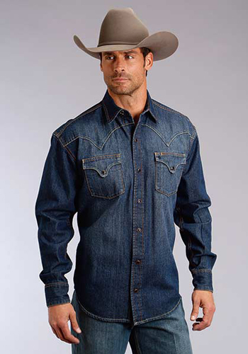 stetson denim long sleeve