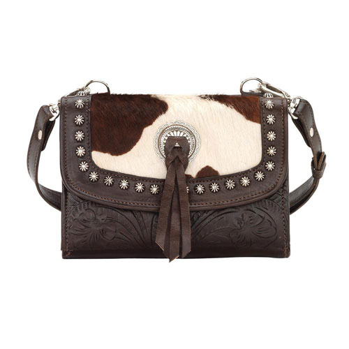 American West Texas Two Step Crossbody Bag Wallet Chocolate Pony Hair American West Texas Two Step Crossbody Bag Wallet Chocolate Pony Hair