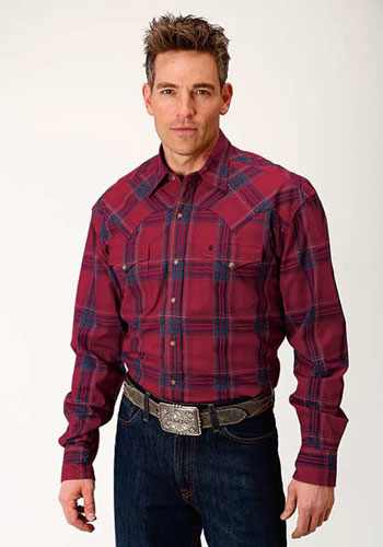 fe9f55c4 Stetson Brushed Twill Flannel Plaid Long Sleeve Snap Front Western...