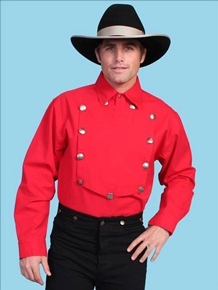 Scully Bib Front Shirt - Red - Men's Old West Shirts,old western reenactment clothing, Spur Western Wear