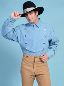 Scully Bib Front Shirt - Light Blue - Men's Old West Shirts | Spur Western Wear