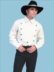 Scully Bib Front Shirt - Natural - Men's Old West Shirts,old western reenactment clothing, Spur Western Wear