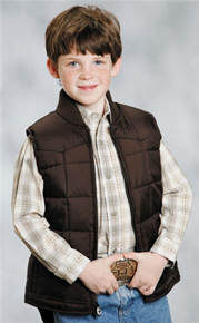 Roper Down Western Vest - Brown - Boys' Down Western Vests and Jackets | Spur Western Wear