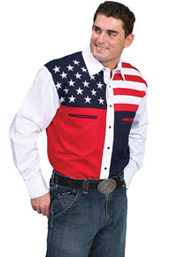 Scully Stars & Stripes Long Sleeve Snap Front Western Shirt - Men's Western Shirts | Spur Western Wear