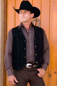 Cripple Creek Cow Suede Western Vest - Black - Men's Leather Western Vests and Jackets | Spur Western Wear