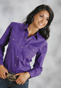 Roper Poplin Long Sleeve Snap Front Western Shirt - Purple - Ladies' Western Shirts | Spur Western Wear