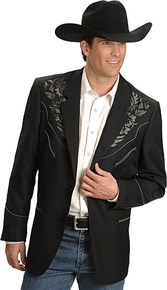 Scully Embroidered Sport Coat - Black with Charcoal  - Men's Western Suit Coats, Suit Pants, Sport Coats, Blazers | Spur Western Wear