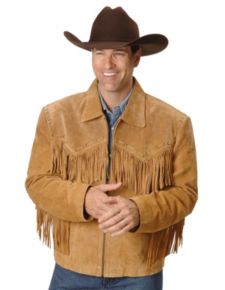 Mens leather online fringe jacket western