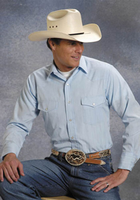 Roper Tone on Tone Long Sleeve Snap Front Western Shirt - Blue - Men's Western Shirts | Spur Western Wear