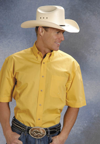 thumbnail image 2 of ROPER Men's Amarillo Long Sleeve Western Shirt - Solid Yellow Western Work Shirt 2 of 12