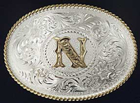 Montana Silversmiths Initial N Western Belt Buckle - Western Belt Buckles | Spur Western Wear