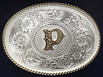 Montana Silversmiths Initial P Western Belt Buckle - Western Belt Buckles | Spur Western Wear