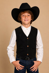 Scully Boar Suede Western Vest - Black - Boys' Old West Vests And Jackets | Spur Western Wear
