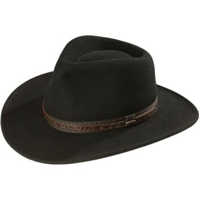 Scala Crushable Wool Outback Hat - Black - Cowboy Hats | Spur Western Wear