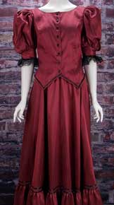 Frontier Classics Antique Satin Ensemble - Burgundy - Ladies' Old West Ensembles | Spur Western Wear