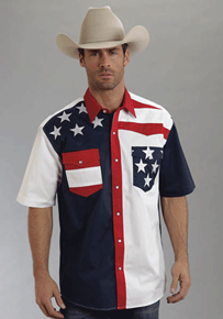 Roper Color Block Flag Short Sleeve Snap Front Western Shirt - Men's Western Shirts | Spur Western Wear