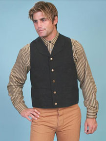 Scully Notched Lapel Canvas Duckins Vest - Black - Men's Old West Vests and Jackets | Spur Western Wear