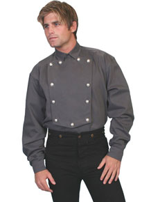 Wah Maker Bib Front Shirt – Silver Tone Button – Grey - Men's Old West Shirts | Spur Western Wear