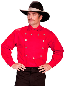 Wah Maker Bib Front Shirt – Pewter Button – Red - Men's Old West Shirts | Spur Western Wear