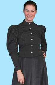 Wah Maker Moire Princess Tie Back Blouse - Black - Ladies' Old West Blouses | Spur Western Wear