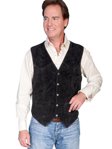 Scully Calf Suede Leather Western Vest - Black - Men's Leather Western Vests and Jackets | Spur Western Wear