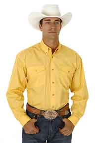 Roper Poplin Long Sleeve Button Front Western Shirt - Yellow - Men's Western Shirts | Spur Western Wear