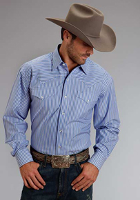 Stetson Striped Long Sleeve Snap Front Western Shirt - Grey - Men's Western  Shirts