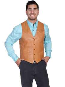 Scully Lambskin Button Front Western Vest - Ranch Tan - Men's Leather Western Vests and Jackets | Spur Western Wear