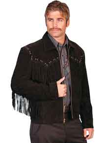 MSHC Western Cowboy Mens Fringed Suede Leather Jacket D11 XXS-5XL Brown RED Blue Black 
