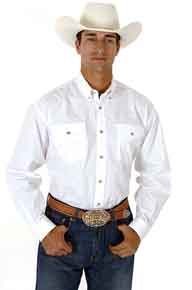 Roper Poplin Long Sleeve Button Front Western Shirt - White - Men's Western Shirts | Spur Western Wear