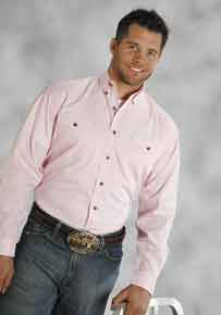 Roper Poplin Long Sleeve Button Front Western Shirt - Pink - Men's Western Shirts | Spur Western Wear