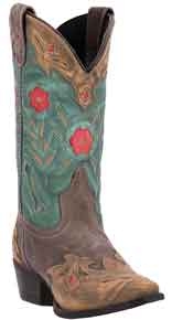 Laredo Miss Kate Western Boot - Brown & Teal - Ladies' Western Boots | Spur Western Wear