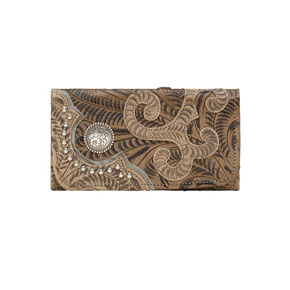 American West Annie's Secret Tri-Fold Wallet - Sand & Brown - Ladies' Western Handbags And Wallets | Spur Western Wear