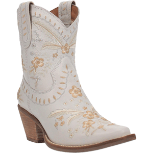 Dingo "Primrose" Western Shorty Boot - White ,- Ladies' Western Wedding Boots, Spur Western Wear