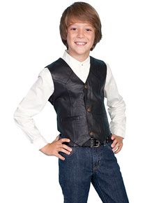 Scully Lambskin Vest - Black - Boys' Old West Vests and Jackets | Spur Western Wear
