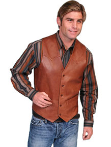 PJ PAUL JONES Men's Lace-up Suede Leather Vest Slim Fit Western Cowboy Vest
