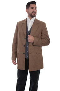 Wah Maker Plaid Town Coat - Tan - Men's Old West Vests And Jackets | Spur Western Wear