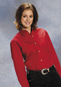 Roper Poplin Long Sleeve Button Front Western Shirt - Red - Ladies' Western Shirts | Spur Western Wear