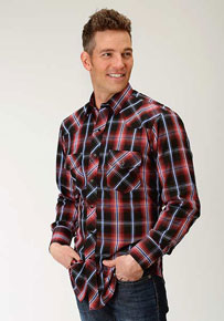 Roper Plaid Long Sleeve Snap Front Western Shirt - Red & Black - Men's Western Shirts | Spur Western Wear