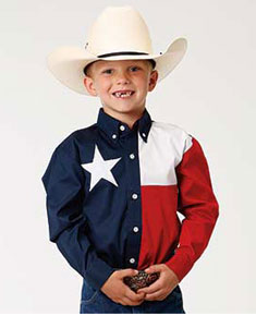 Roper Texas Flag Long Sleeve Button Front Western Shirt - Boys' Western Shirts | Spur Western Wear