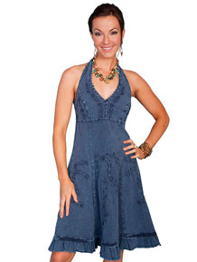 Scully Halter Dress - Blue - Ladies' Western Skirts And Dresses | Spur Western Wear