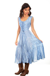 Scully Honey Creek Lace Front Dress - Sky - Ladies' Western Skirts And Dresses | Spur Western Wear