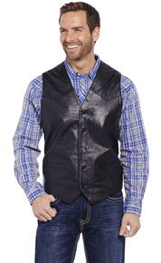 Cripple Creek Button Front Lamb Leather Western Vest - Black - Men's Leather Western Vests and Jackets | Spur Western Wear