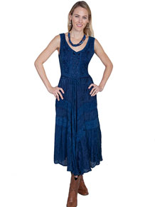 Scully Honey Creek Lace Front Dress - Blue - Ladies' Western Skirts And Dresses | Spur Western Wear